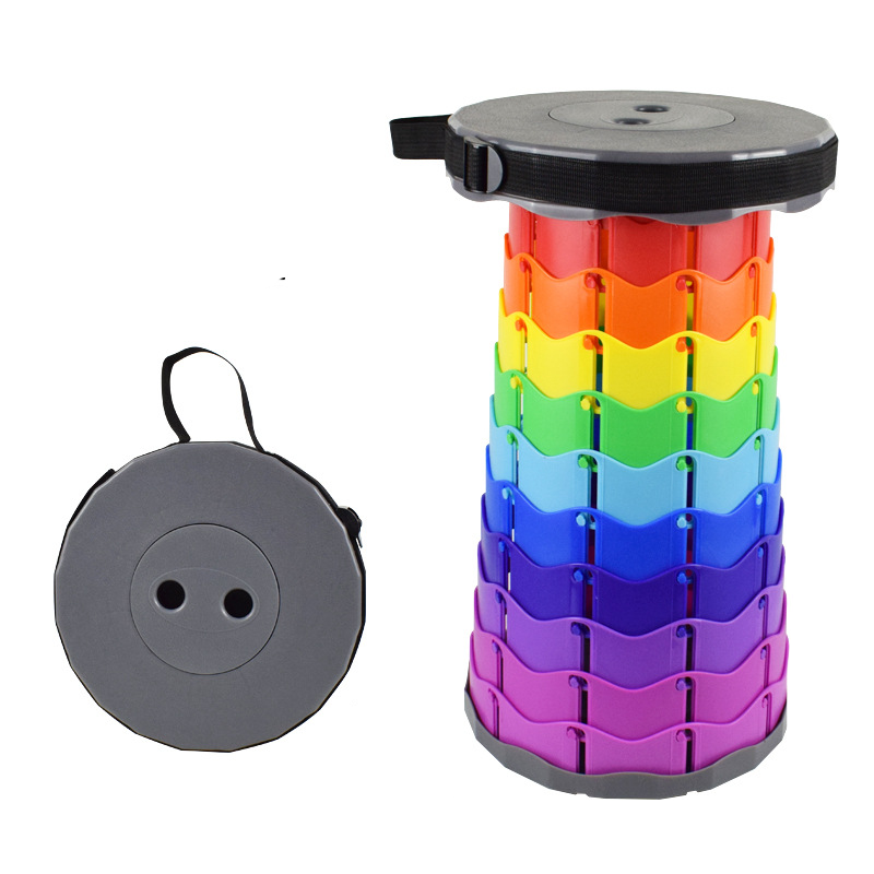 Outdoor Products Hiking BBQ Rainbow Red Portable Adjustable Retractable Camping Folding Stool