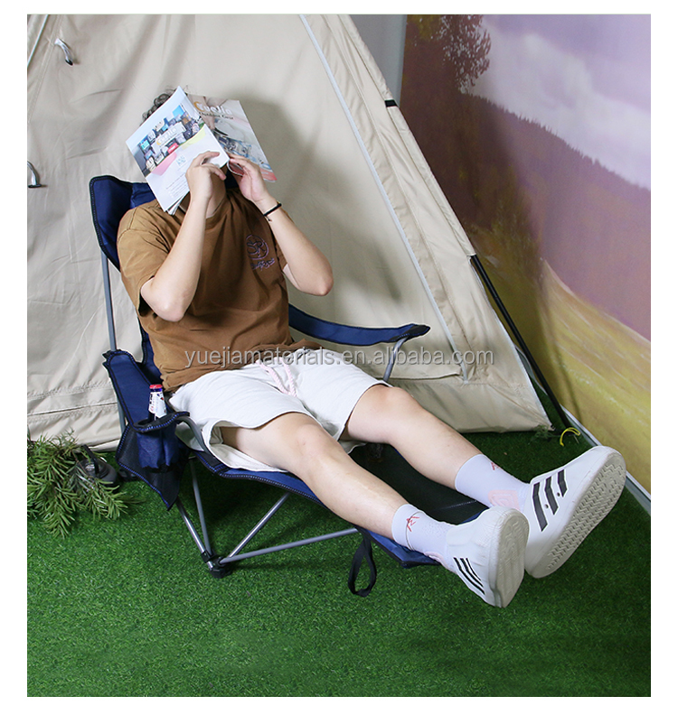Outdoor Camping Lounge Chair Portable Camping Chair with Footrest Folding Storage Bag Headrest Mesh Recliner