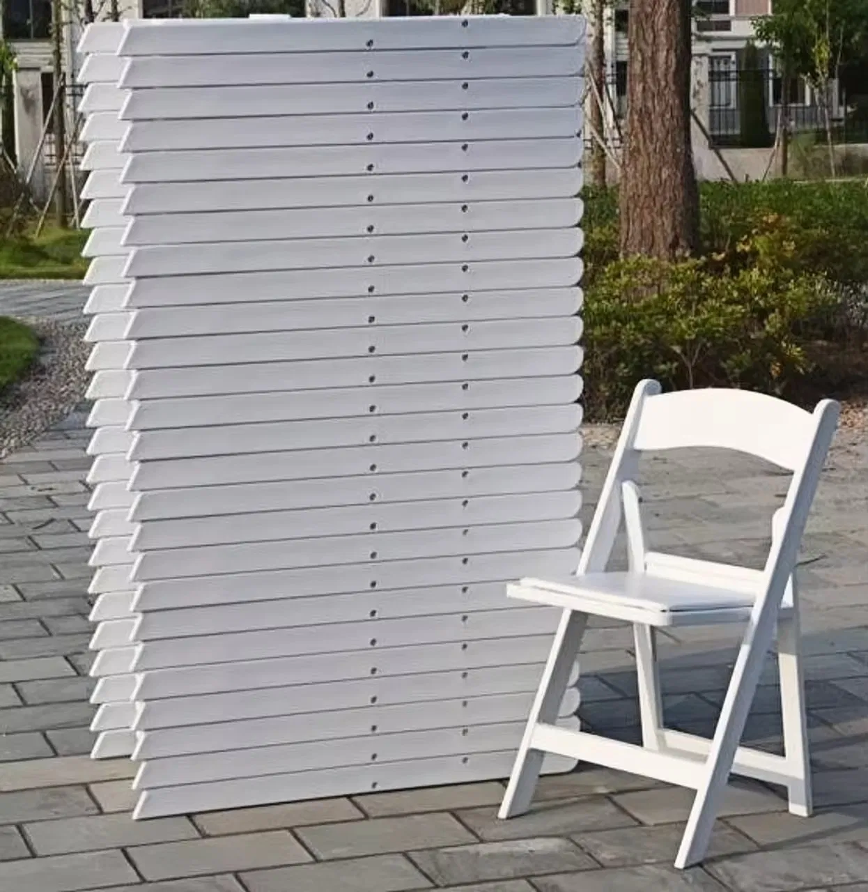 White Resin Folding Chair Portable Outdoor Garden Wedding Foldable for School Park Party Event Kitchen Villa