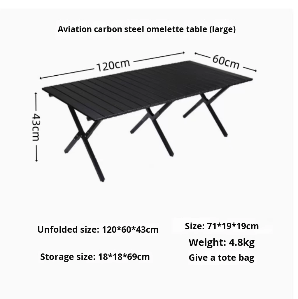 Modern Design Outdoor Folding Wood Grain Egg Roll Table Portable Stall Picnic BBQ Leisure Camping Table Chairs Slanted Leg Table