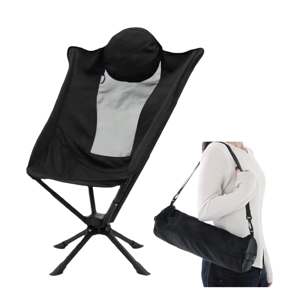 High Quality Luxury Outdoor Folding Chair Modern Portable Aluminum Swivel Chair for Beach Picnic RV Garden Camping Chair