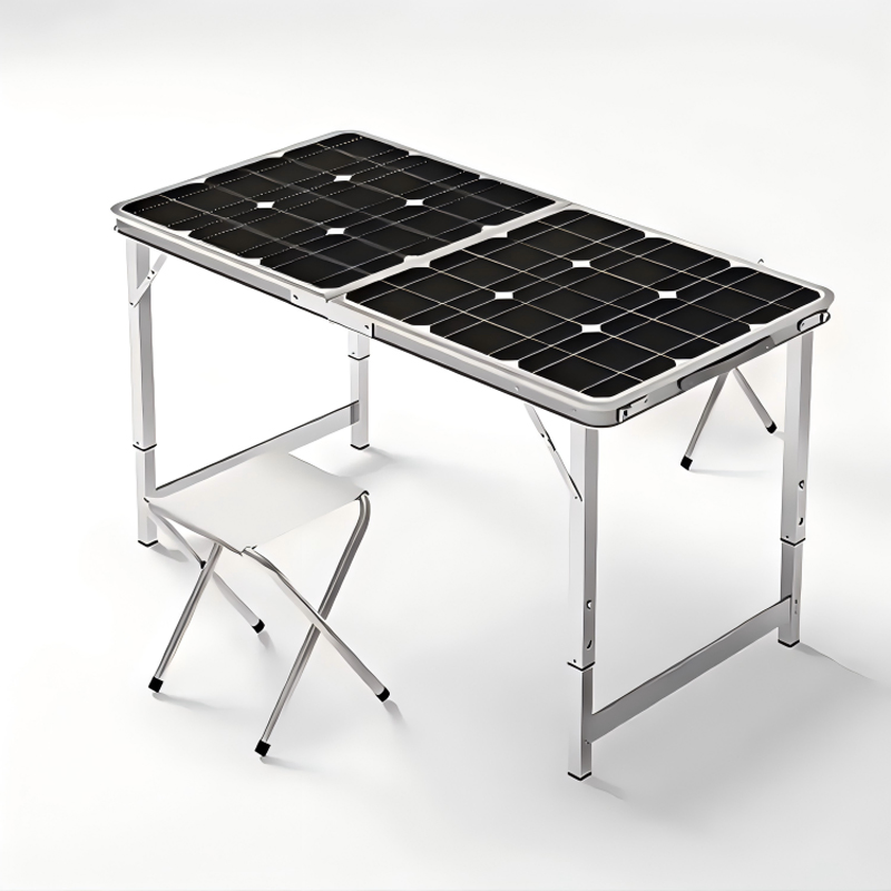 100W Portable Solar Folding Picnic Table, Foldable Solar Panel Integrated Desk for Outdoor Camping and off-Grid Power Supply