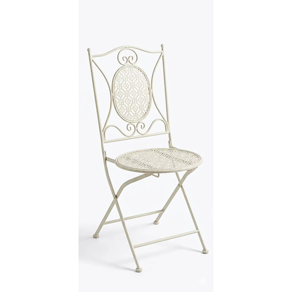 European-style Metal Wrought-Iron Outdoor Folding Chair Patio Balcony Lounge Chair Vintage Distressed Garden Table Chair Set