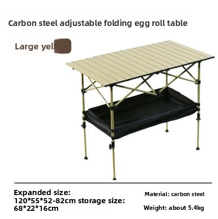 Factory's White Folding Egg Roll Table Portable Car-Mounted Camping Picnic with Adjustable Height Made of Iron