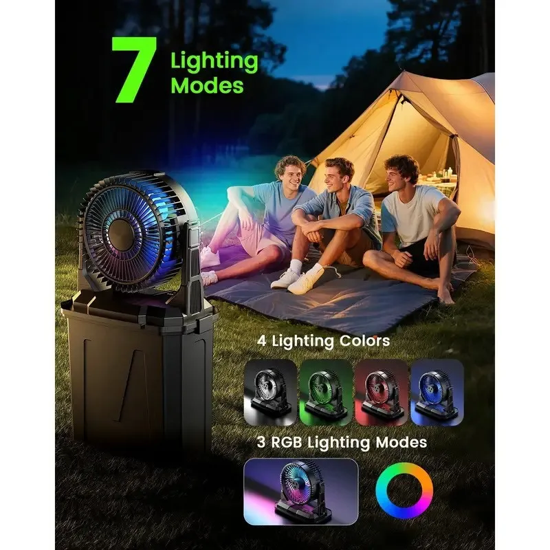 Long Battery Storage Portable Camping Mist Cooling Fan