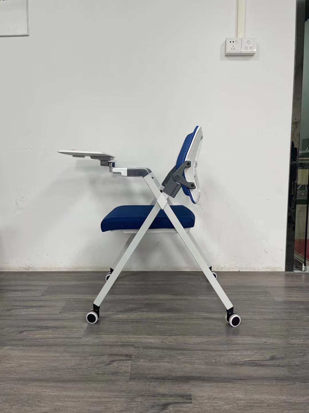Modern School Training Folding Stackable Chair with Swivel Table Plastic and Mesh Back Optional Conference and Office Chair