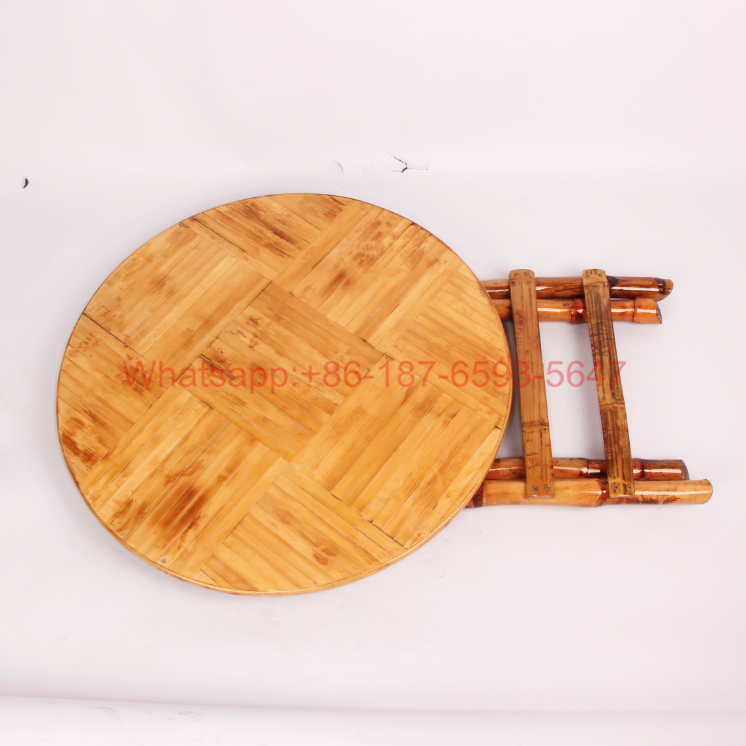 Rustic Bamboo Foldable Round Table and Chair for Events