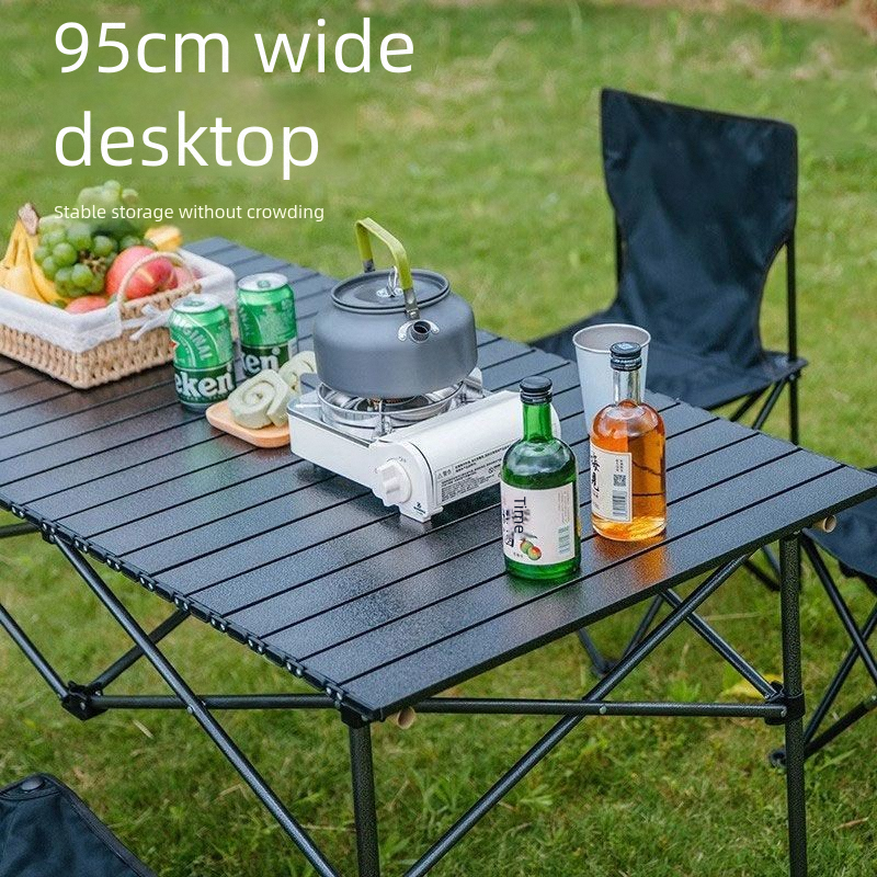 Outdoor Furniture Set Folding Table Durable Carbon Steel Egg Roll Table for Family Garden Patio and Picnic Activities