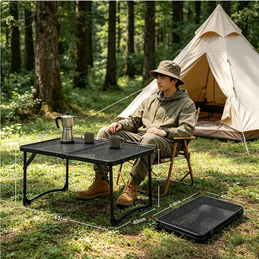 Lightweight Folding Metal Mesh Camping Table Portable Outdoor Picnic Table