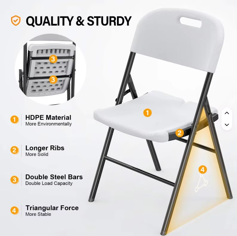 Wholesale Lightweight Foldable White Chair Portable Outdoor Plastic Garden Party Folding Chairs for Events Rental