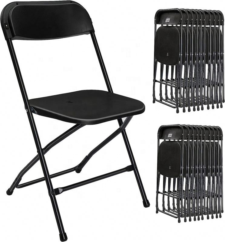 Cheap Outdoor 600 Lbs Weight Capacity Stackable PP Seat Aluminum Steel White Plastic Folding Garden Chair for Events