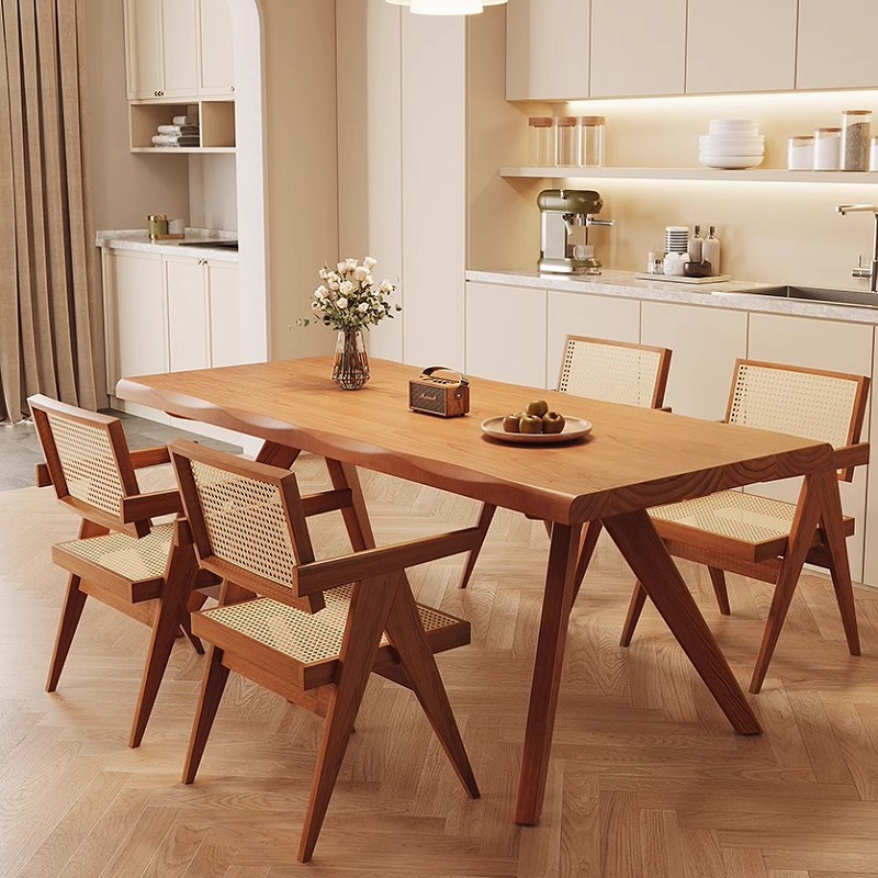 Modern Bamboo Whale Dining Table Chair Set 6-Seater Foldable Rectangular Home Computer &amp; Work Desk