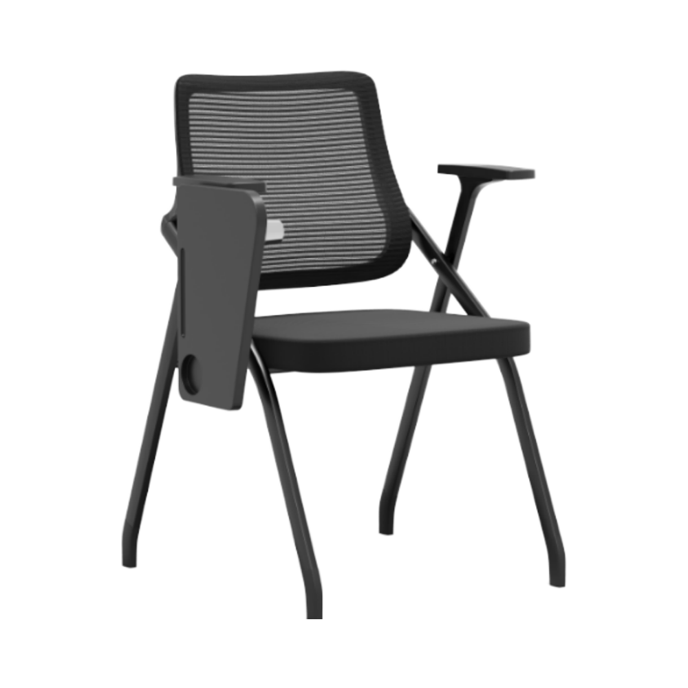 Comfortable Portable Folding Rocking Open Back Training Desk Chair Contemporary Fabric Stainless Steel Frame Fixed Office Chair