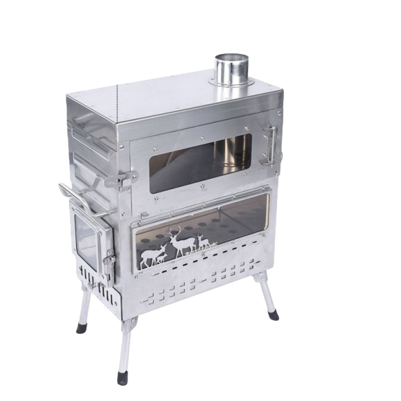 Multi - Functional Wood Burning Camping Stove with Integrated Oven for Hiking &amp; Picnic