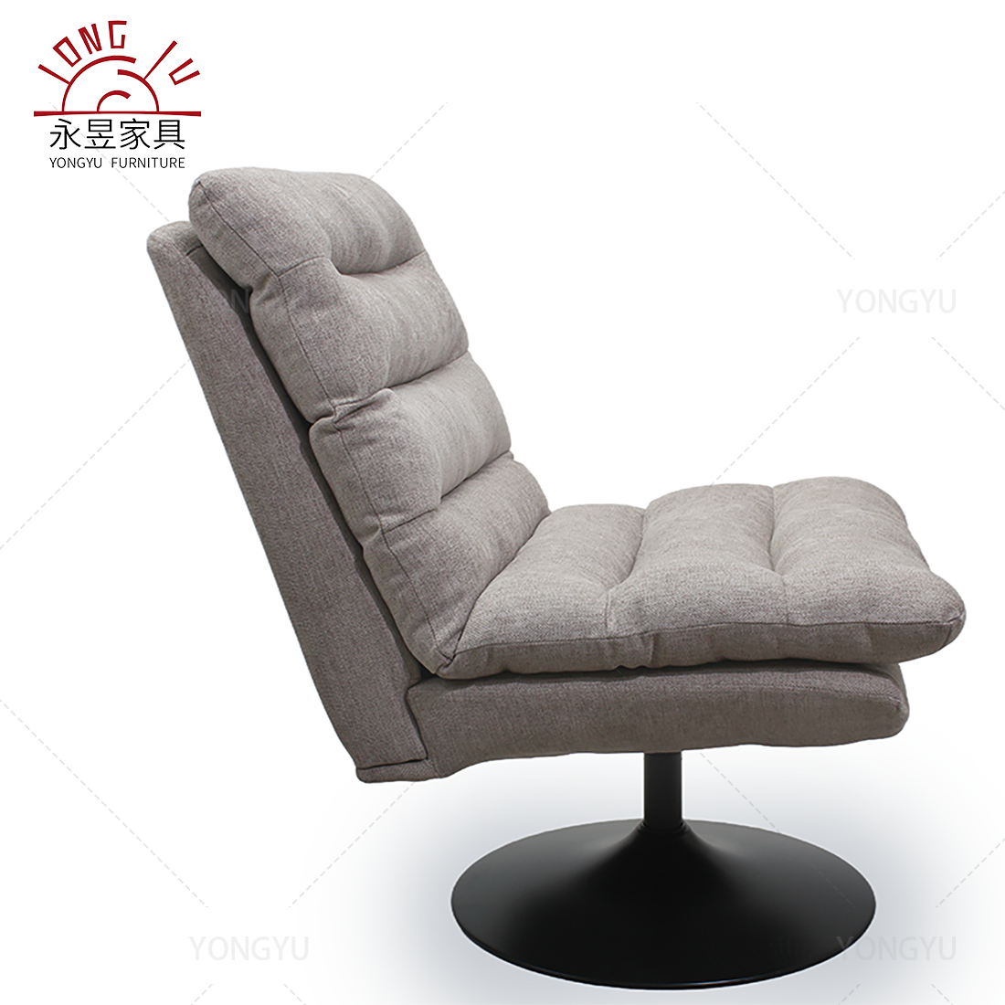 Modern Design Foldable Leisure Swivel Chair Comfortable Linen Fabric Backrest Metal Legs Adjustable Height Home Home Furniture