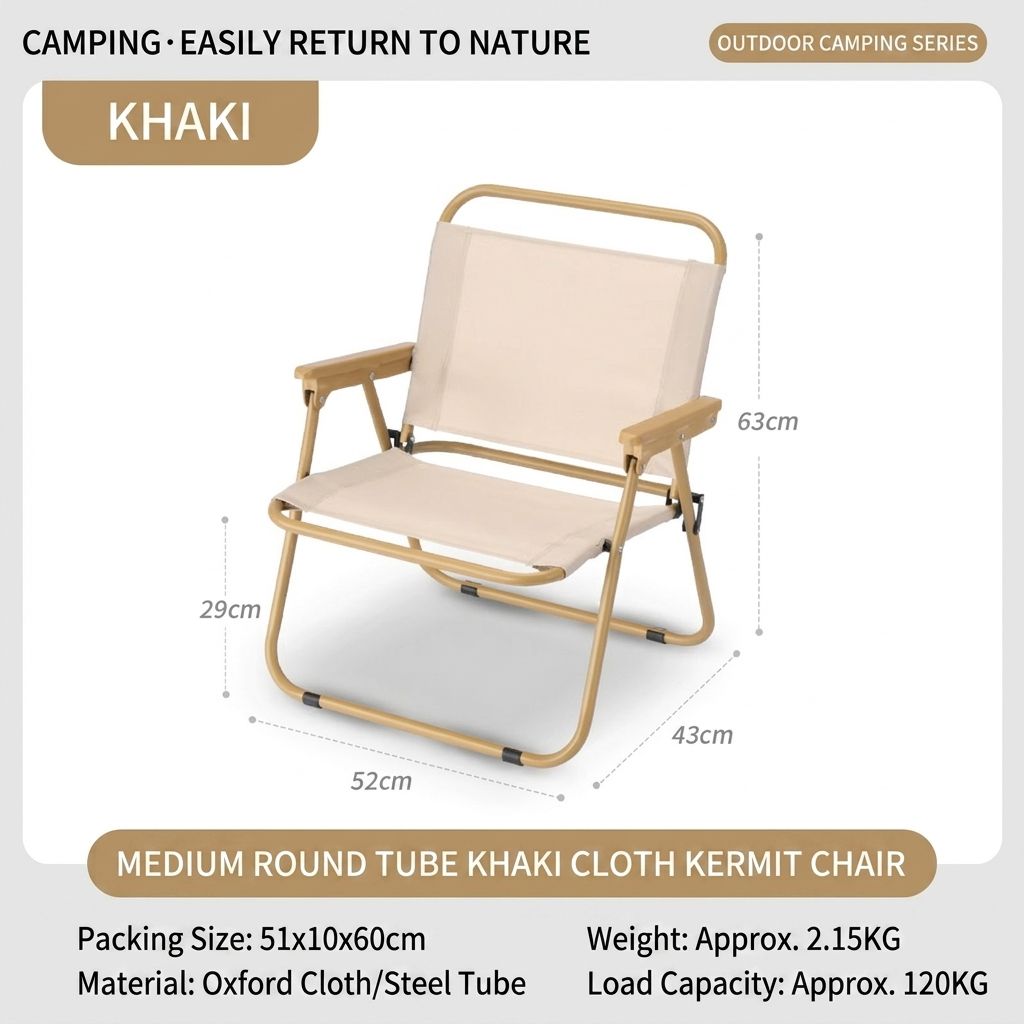 Modern Stainless Steel Folding Camping Egg Roll Table Kermit Chair Set Oxford Fabric Outdoor Garden Beach Picnic BBQ Fishing
