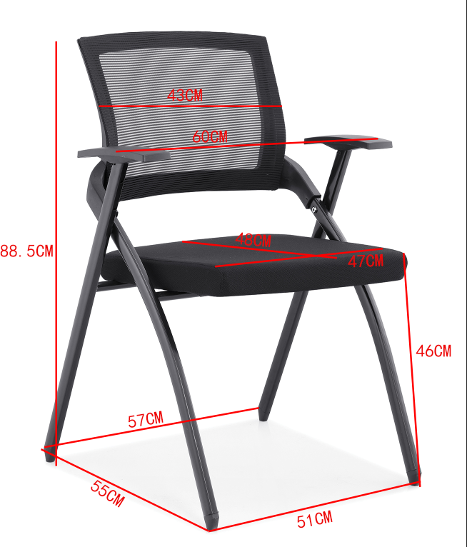 Folding Mesh Training Chair Fixed Handrails-Modern Design for Conference Rooms Staff Meetings Student Computers Employee