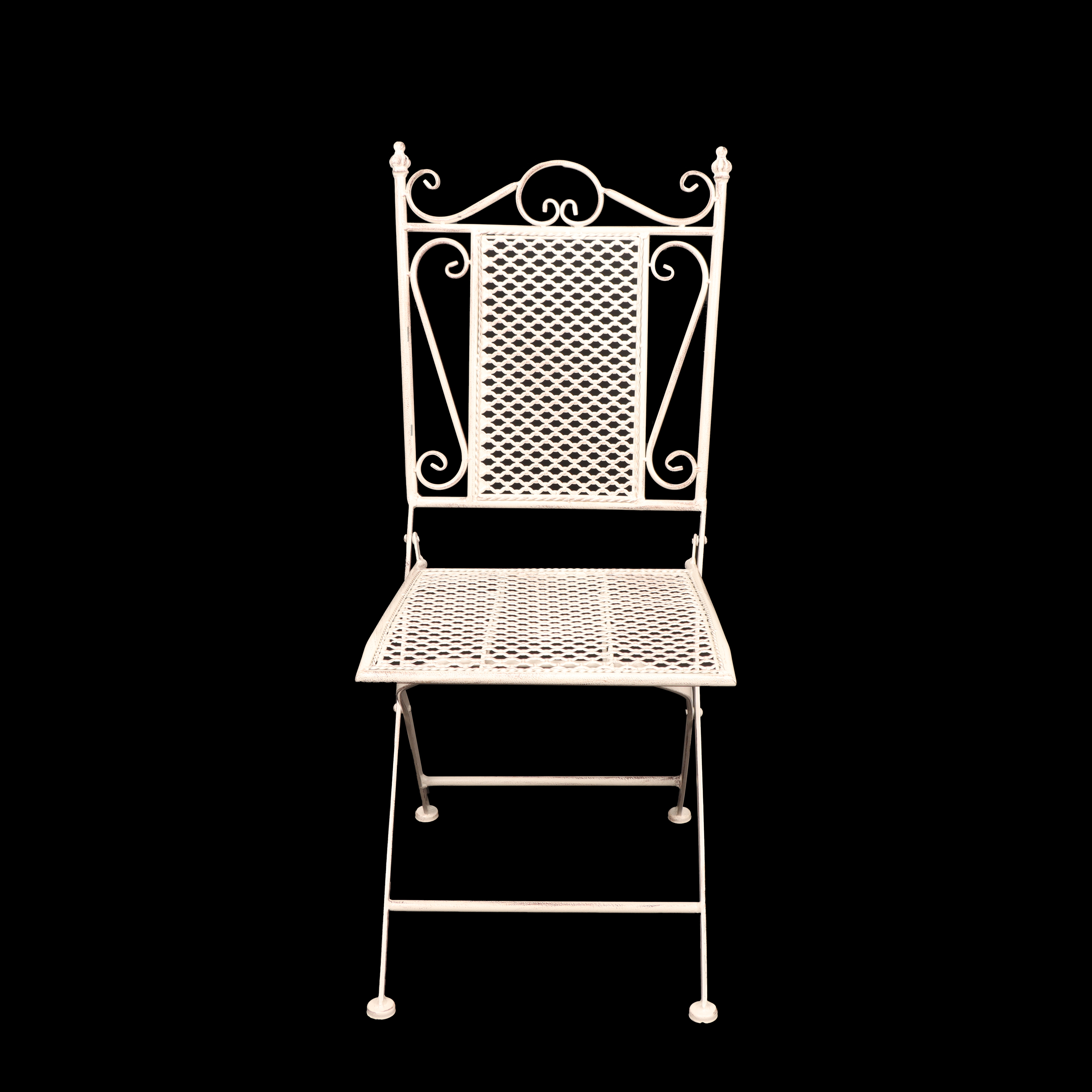 Outdoor Garden Wedding Decorative Distressed White Metal Folding Chair Outdoor Bistro Garden Metal Wrought Iron Chairs