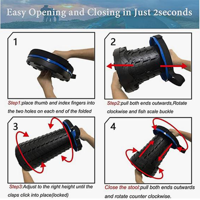 Outdoor Sturdy Portable Plastic Folding Telescopic Seats Round Folding Stool Portable Collapsible Stools