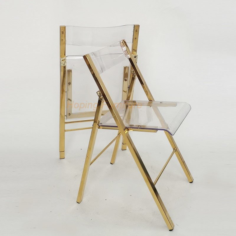 Folding Wedding Chair Banquet Furniture PC Dining Room White Resin Acrylic Foldable Chairs for Events