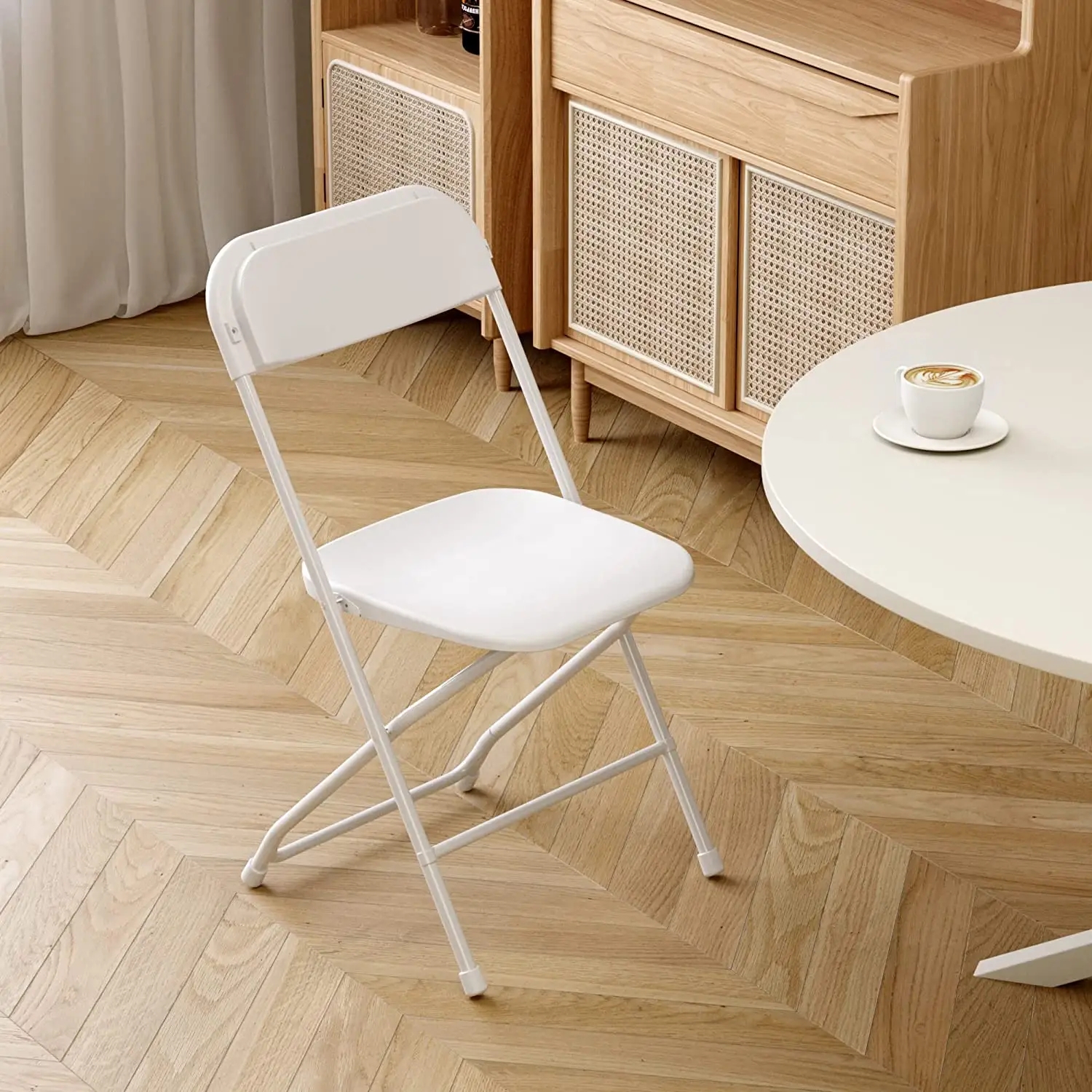 Wholesale Portable Steel Frame Stackable Chair White Plastic Folding Hotel Chair for Indoor Outdoor Events