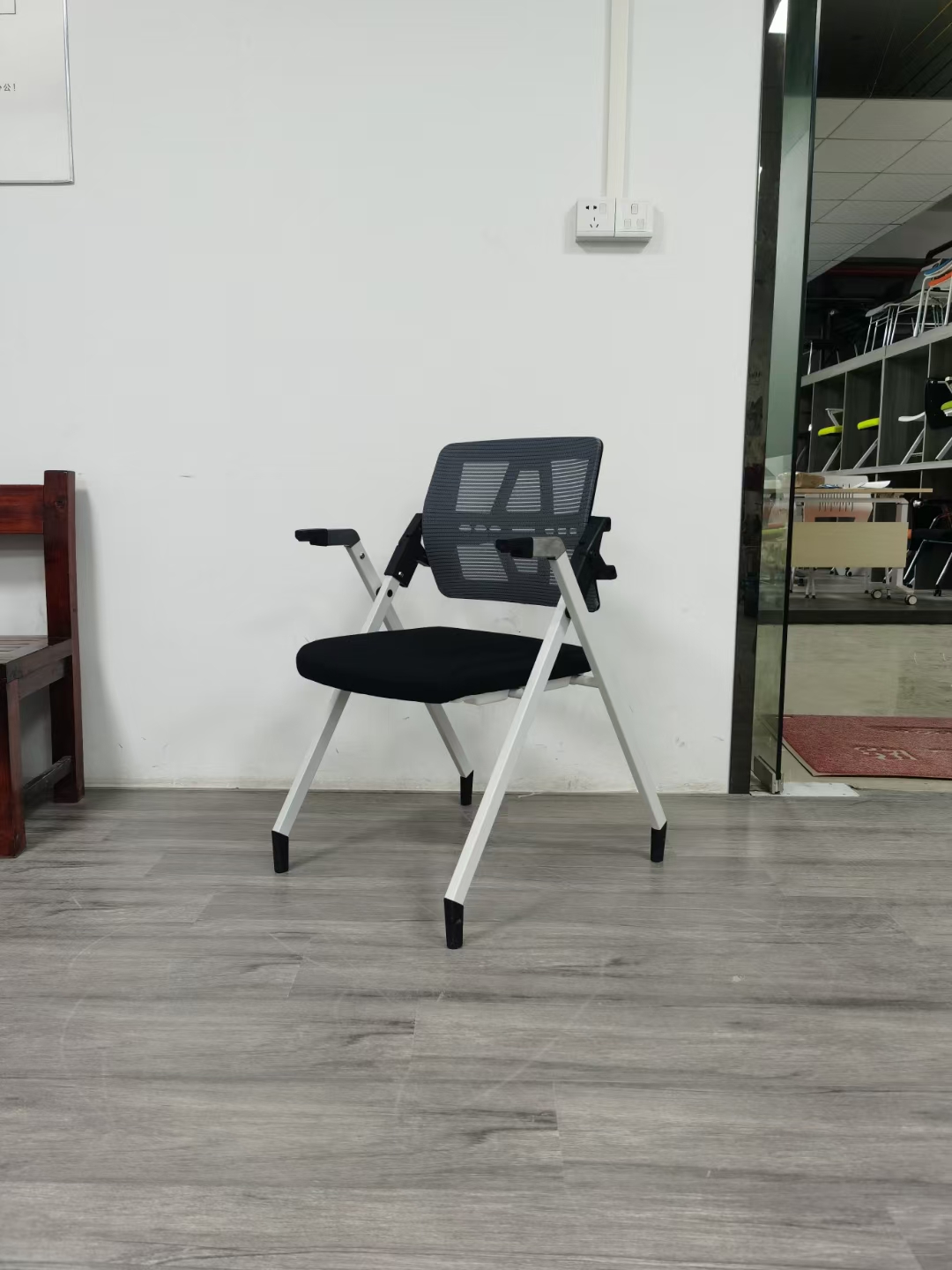 Modern School Training Folding Stackable Chair with Swivel Table Plastic and Mesh Back Optional Conference and Office Chair