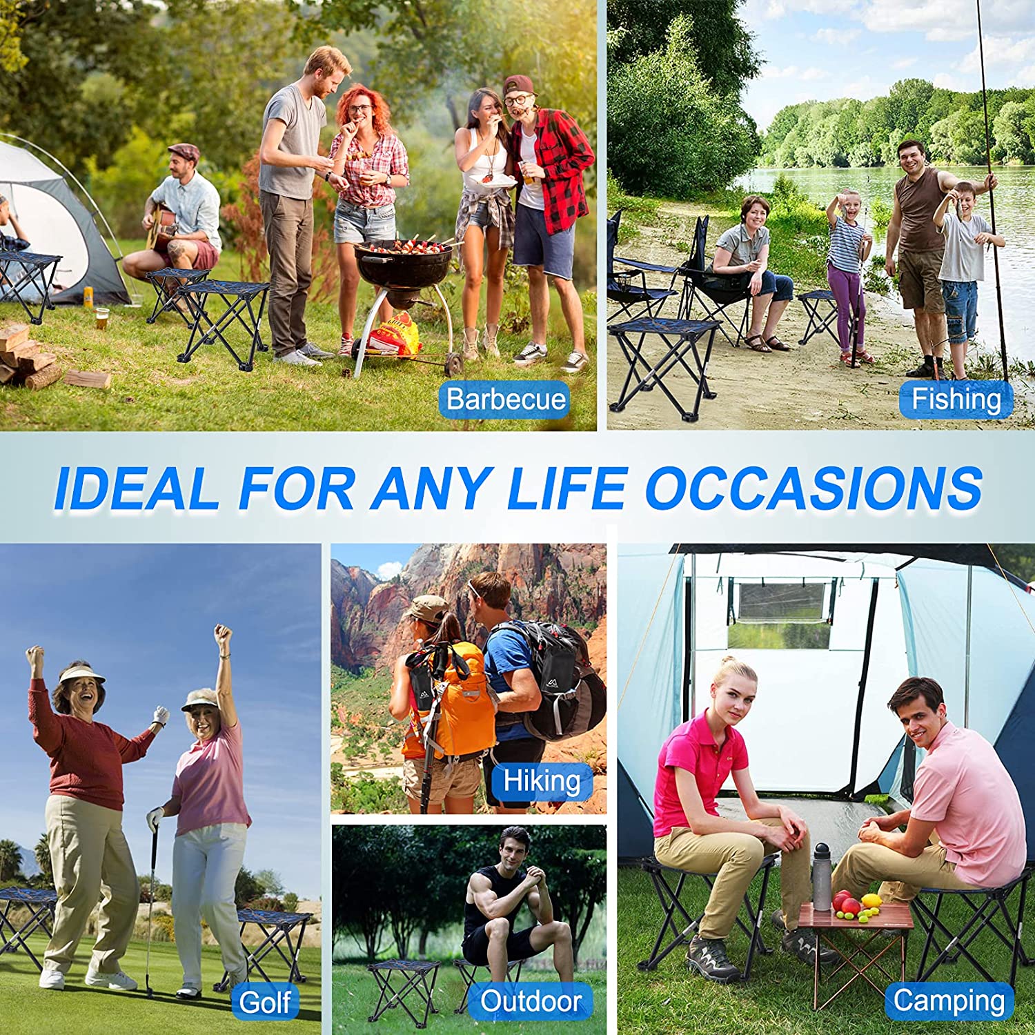 WOQI Wholesale Folding Oxford Stool Portable Outdoor Lightweight Camping Beach Chairs