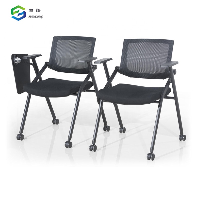 Wholesale School Training Chair Black Mesh Folding Office Chair with Wheels