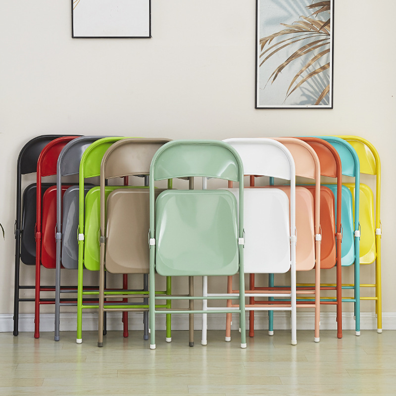 Wrought Iron Folding Chair | Portable Dining Stool with Backrest | Easy-Carry Design for Home &amp; Kitchen