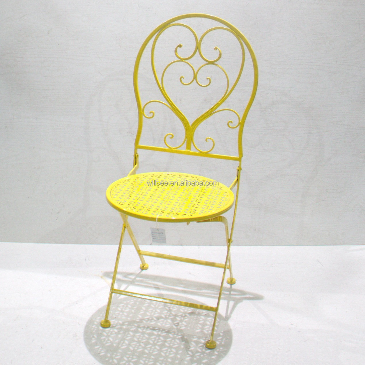 HE-1315 Wedding Outdoor Garden Decorative White Metal Folding Chair Folding Outdoor Bistro Garden Metal Wrought Iron Chairs