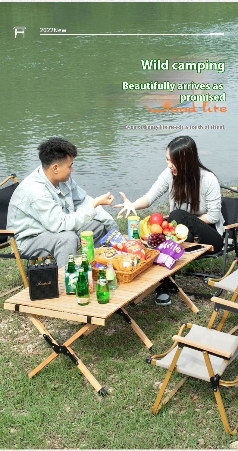 Aluminum Alloy Outdoor Folding Table and Portable Picnic Chair Set for Camping Egg Roll Furniture Durable Metal Equipment