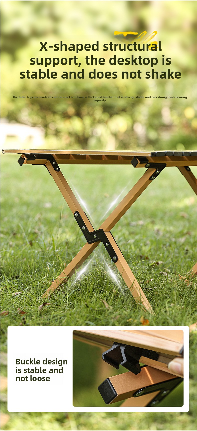 Wholesale Outdoor Egg Roll Table and Chair Set Carbon Steel Folding Camping Table and Chair for Outdoor Activities