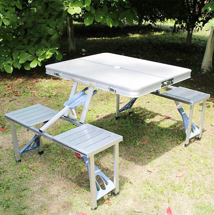 Portable Suitcase Aluminum Folding Table with Chairs for Outdoor Picnic