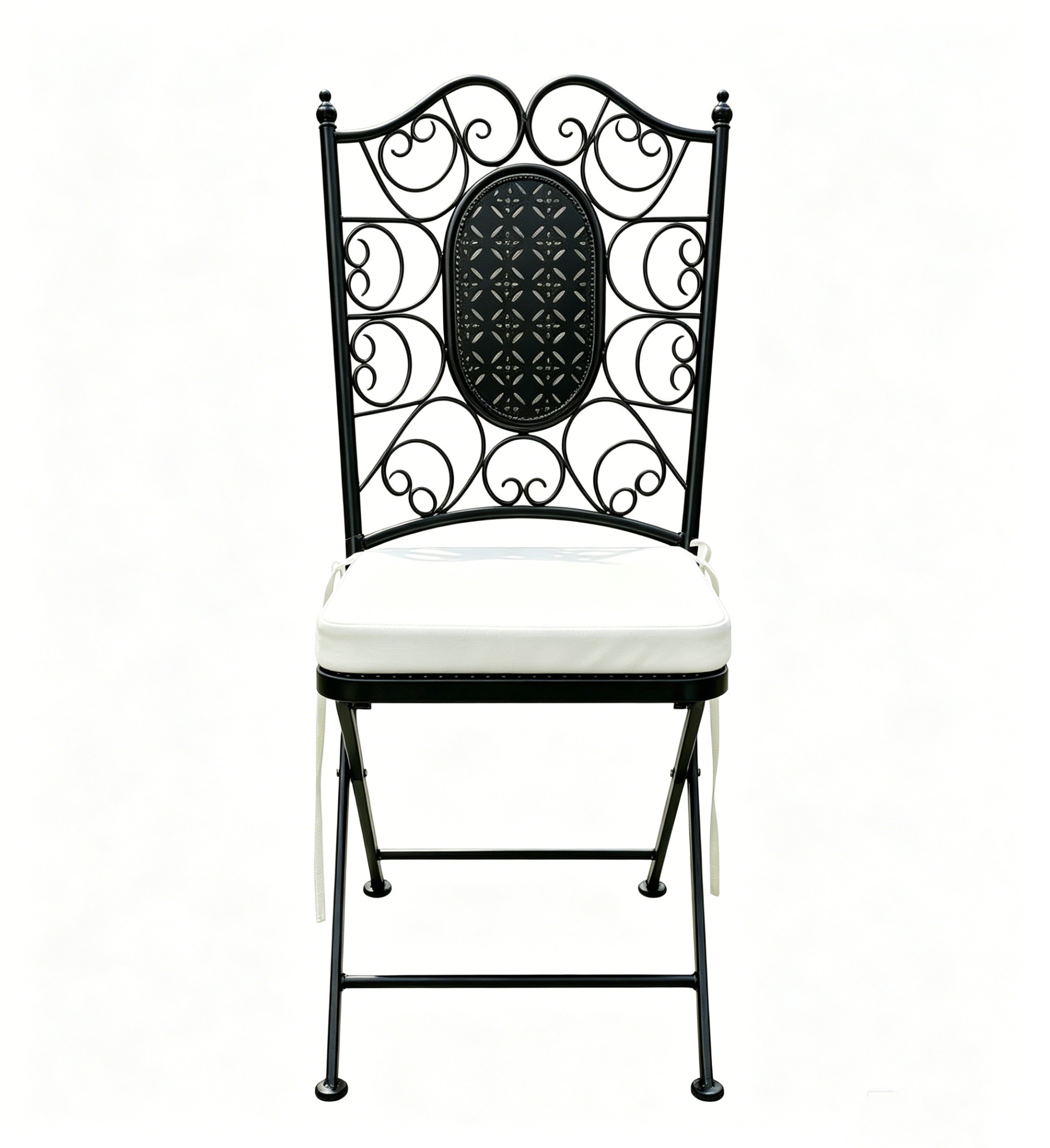 Foldable Metal Wedding Chair Antique White Close Up