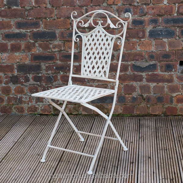 Antique Cream White Wrought Iron Durable Folding Patio Chair Garden Sets Product View