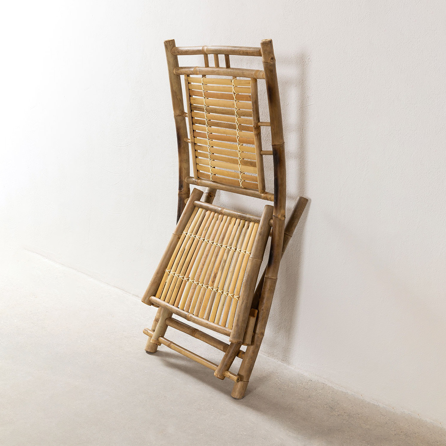Folding Natural Bamboo Chairs for Home Cafe Bistro Restaurant Wholesale Dining Table and Chair Set