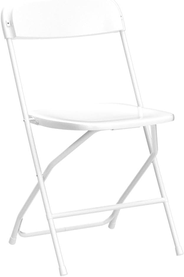 300lb Capacity Portable Commercial Steel Frame Home Office Wedding Party Indoor Outdoor Plastic Rein Folding Chair White