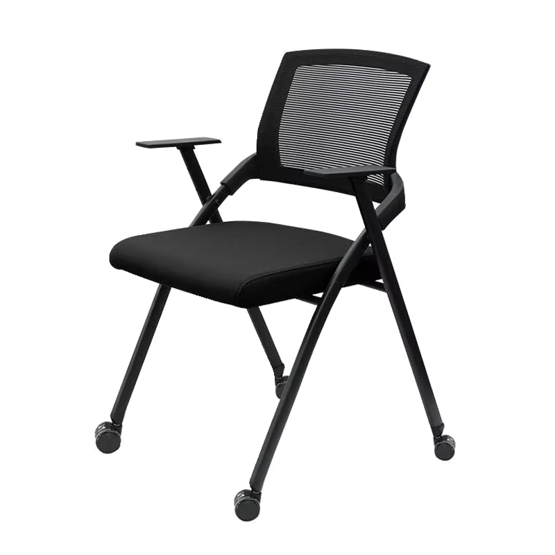 Fabric Contemporary Space Saving Stainless Steel Frame Folding Office Chair Mesh Stackable Foldable Gliding Seat Training Study