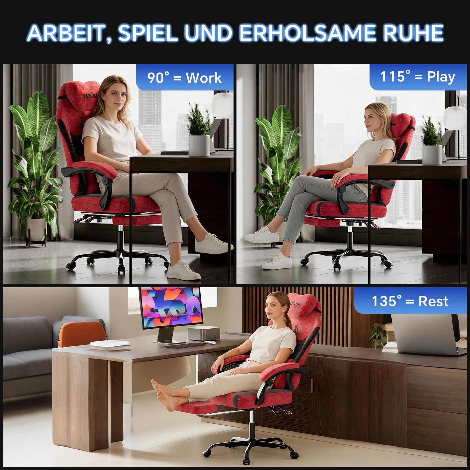 Heavy Duty Foldable Office Furniture Metal Frame Adjust Reclining Floor Pc Massage Swivel Computer Chair for Daily Gaming Users
