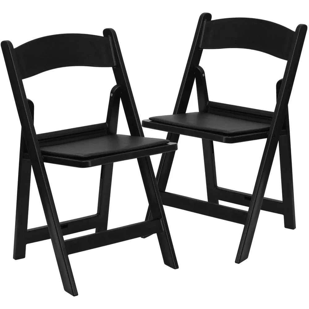 Hotel Garden Wedding Padded Plastic Black Resin Folding Chairs for Events