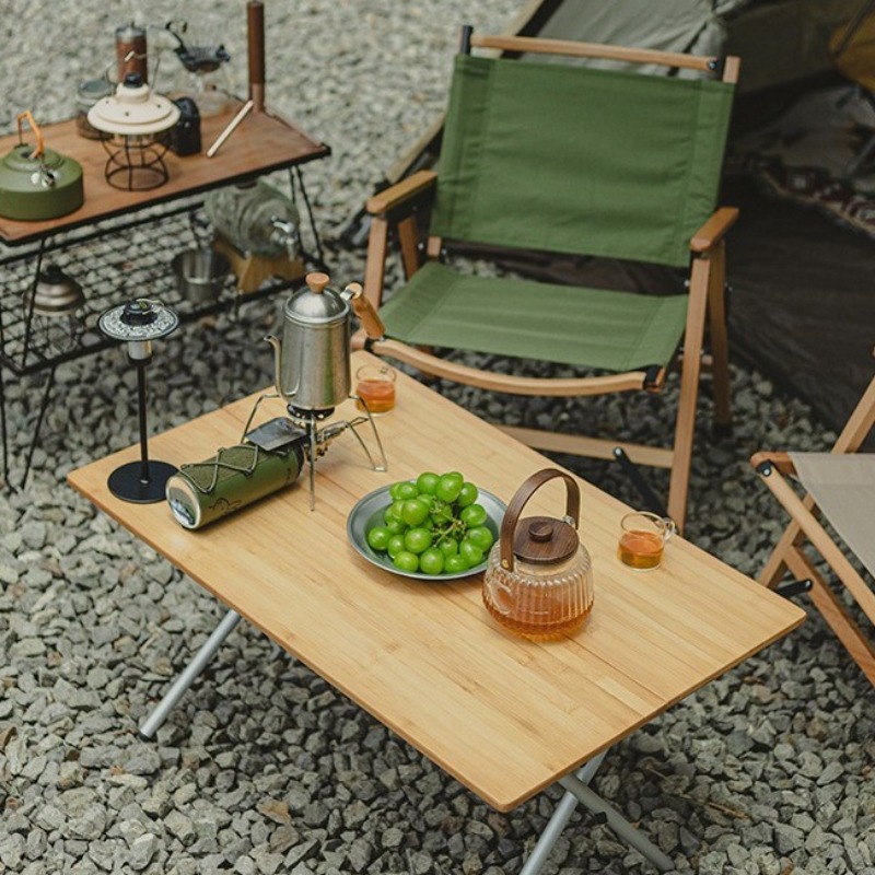 Portable Minimalist Camping Table and Chair Set Folding Outdoor Use Strong Bamboo Desk Zhejiang Origin