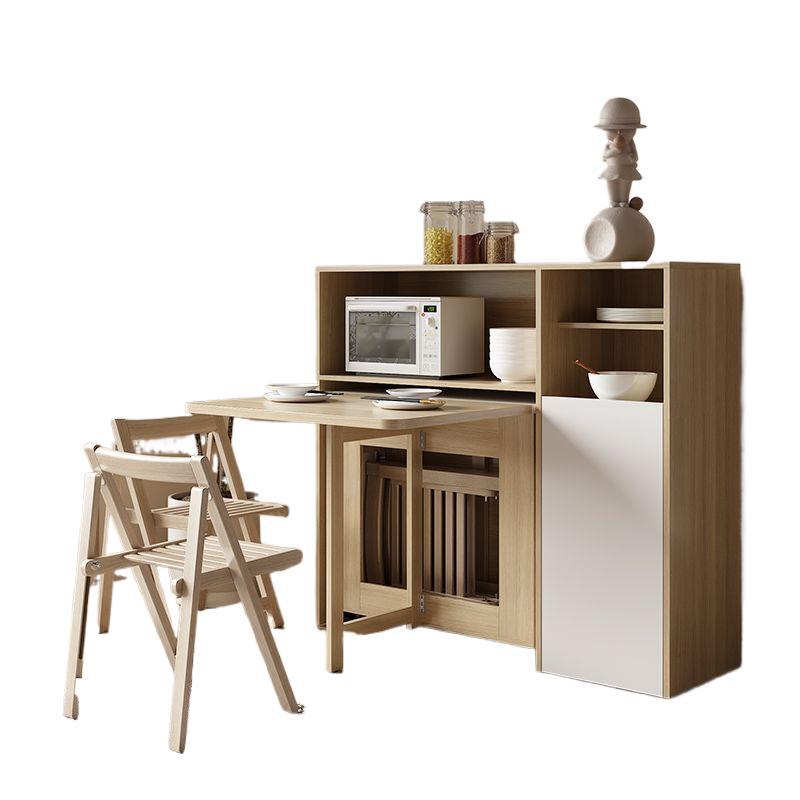 Bamboo Cream-style Small Household Dining Table Foldable Movable Simple Multi-functional Table and Chair Set