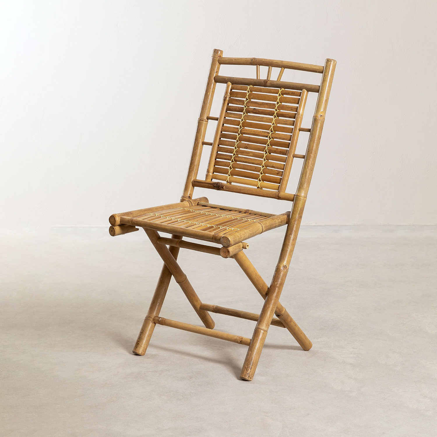 Folding Natural Bamboo Chairs for Home Cafe Bistro Restaurant Wholesale Dining Table and Chair Set