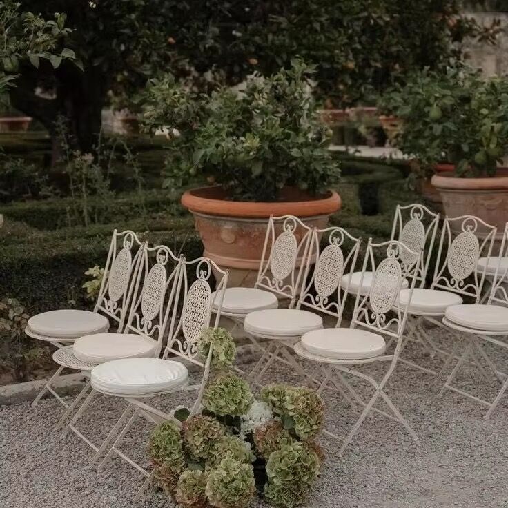 European-style Metal Wrought-Iron Outdoor Folding Chair Patio Balcony Lounge Chair Vintage Distressed Garden Table Chair Set View