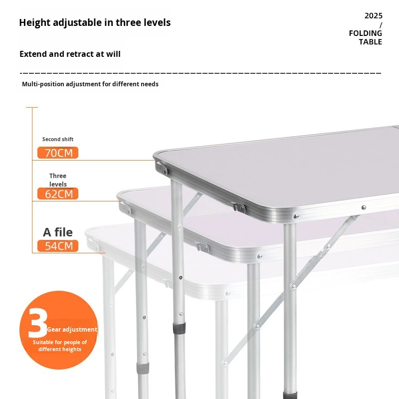 Portable 120x60cm Height Adjustable Folding Camping Table MDF Aluminum Suitcase Style Dining Table for Outdoor Picnic BBQ