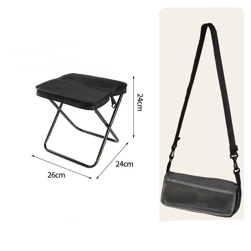 Factory Customized Portable Lightweight Stainless Steel Backpack Style Folding Stool Outdoor Camping Picnic Beach Fishing Garden