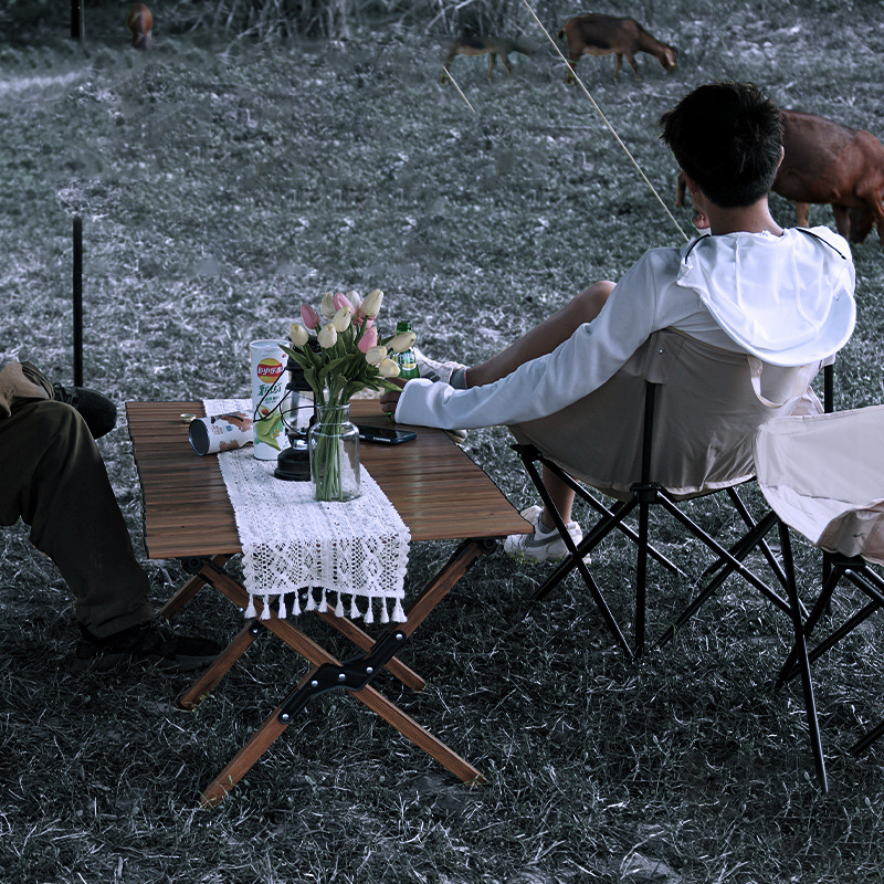 Portable Folding Egg Roll Table Outdoor Aluminum Camping Table for Picnic and BBQ Party