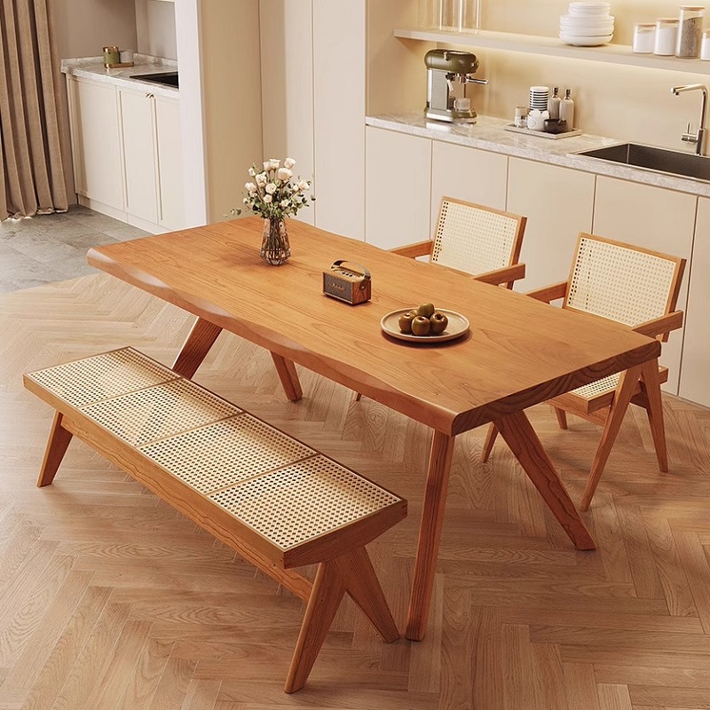 Modern Bamboo Whale Dining Table Chair Set 6-Seater Foldable Rectangular Home Computer &amp; Work Desk
