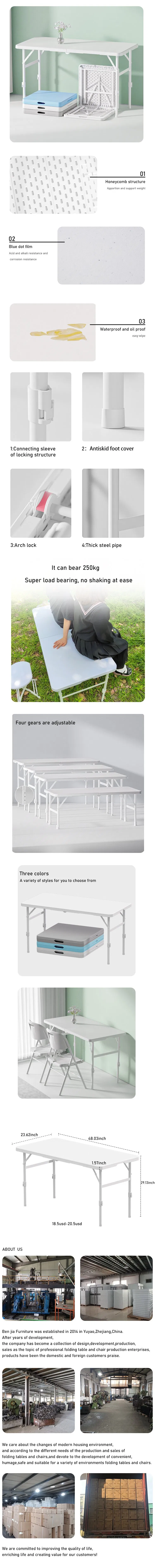 Lightweight White Picnic Table with Integrated Seating for 4