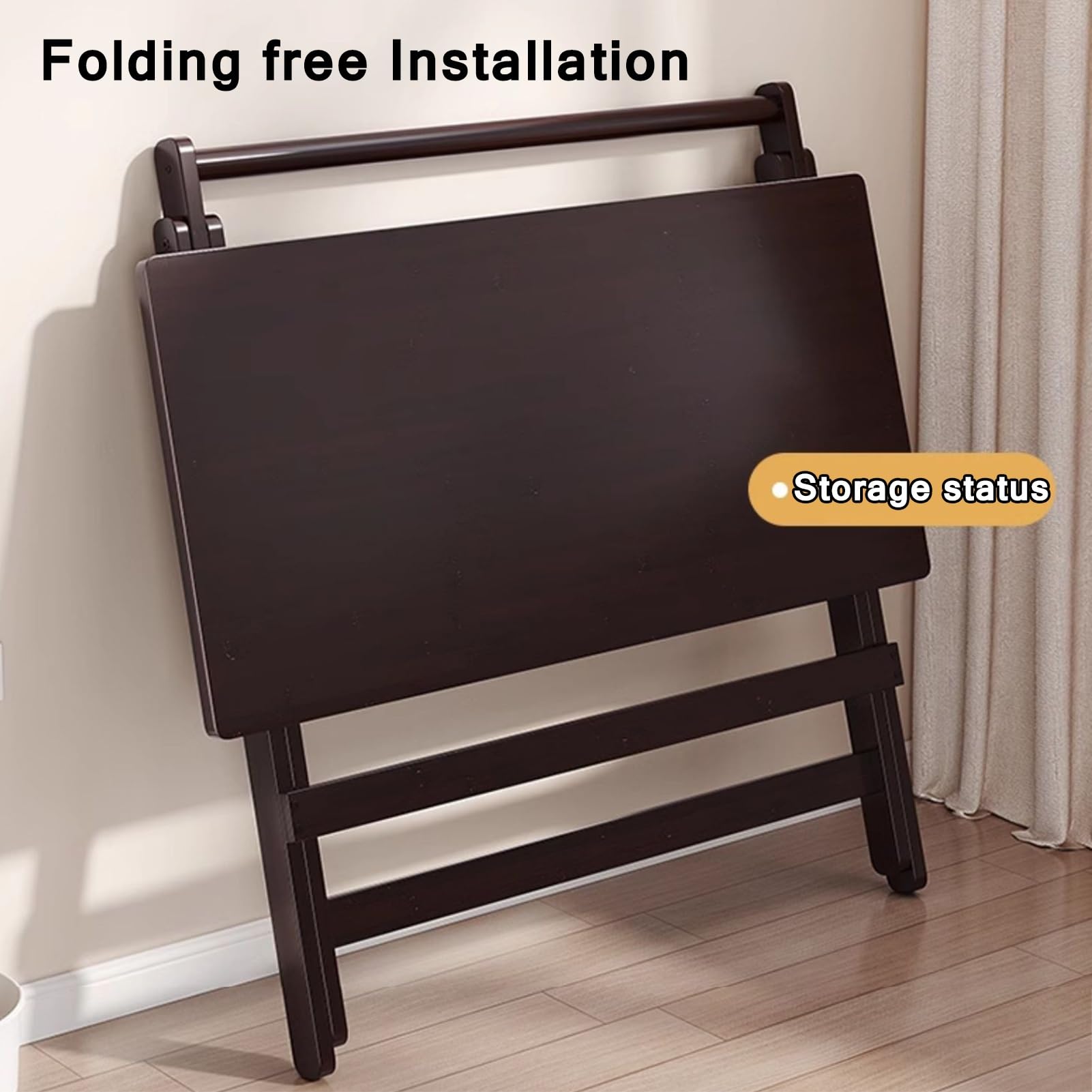 Bamboo Eco-Friendly Portable Adjustable Height Folding Table Chair Set Student Writing Computer Desk Living Study Desk Bookcase